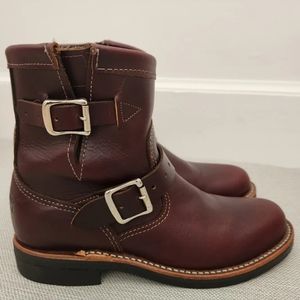 Original Chippewa Boots 7 M Burgundy Leather Handcrafted Ankle Combat USA